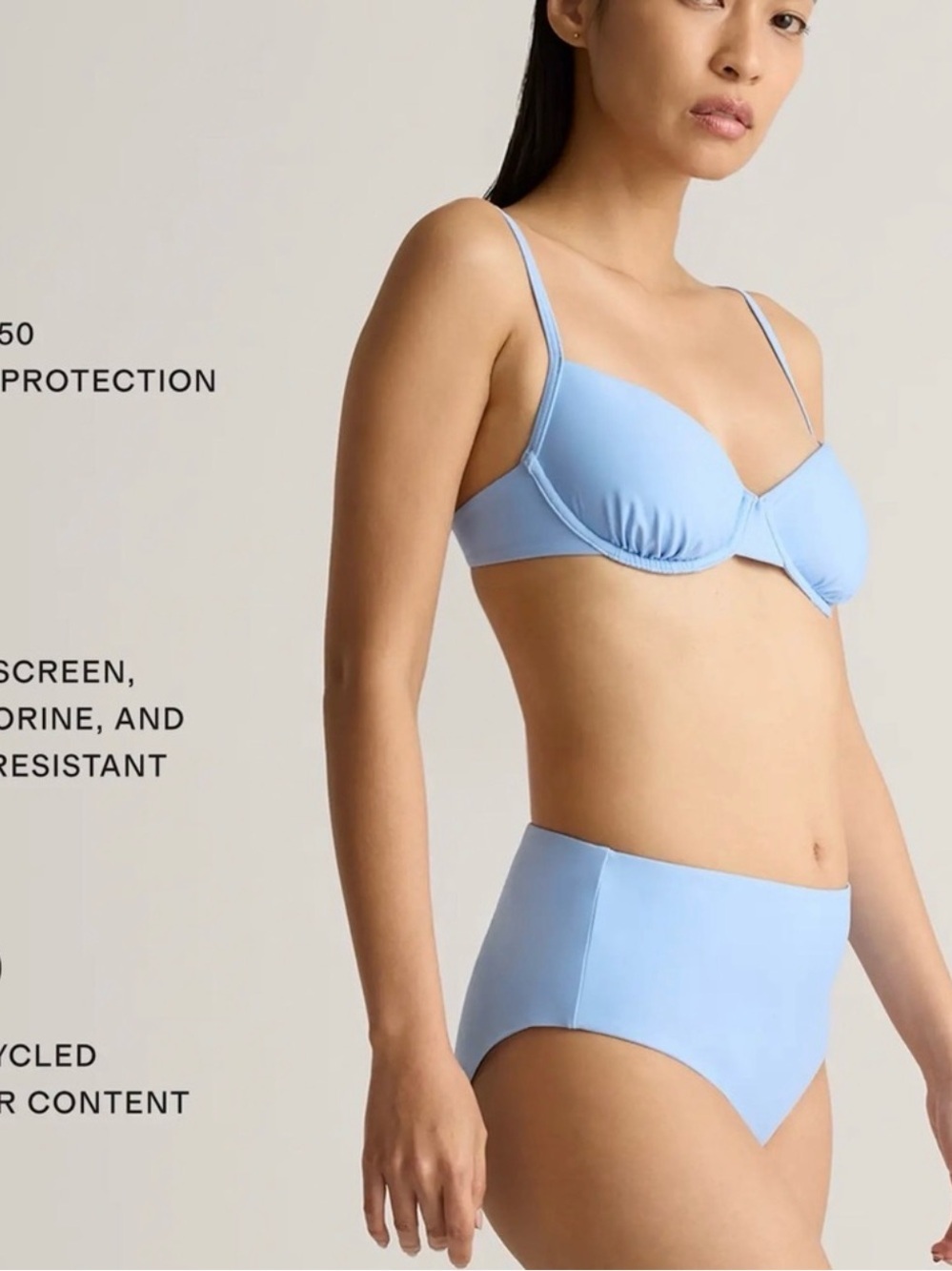 Quince Italian Sky Powder Clear Blue Sky Demi Underwire Bikini Top S - Picture 3 of 7